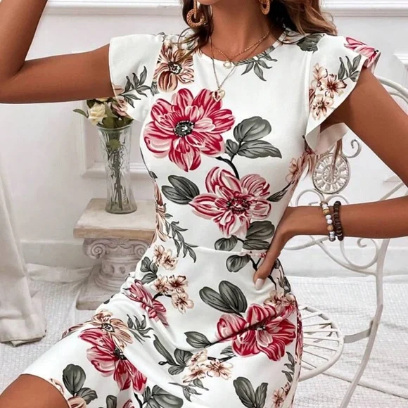 New Multicolored Ruffled Tiered A-Line dress - Picture 3 of 6